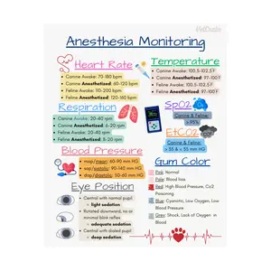 Veterinary Anesthesia Monitoring F DegreePoster|VetTech Notes|Veterinary Technician|VetNurse|Veterinary Nurse|Veterinary Medicine|Vet Med