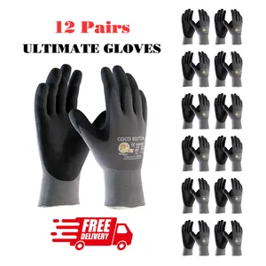 24 Pairs COCO RUTA Gloves  34-874 Safety Gloves | Guantes Para Trabajo - Maxi Flex Gloves For Men Nitrile Micro Foam Grip Palm Comfortable Fit Construction Gear