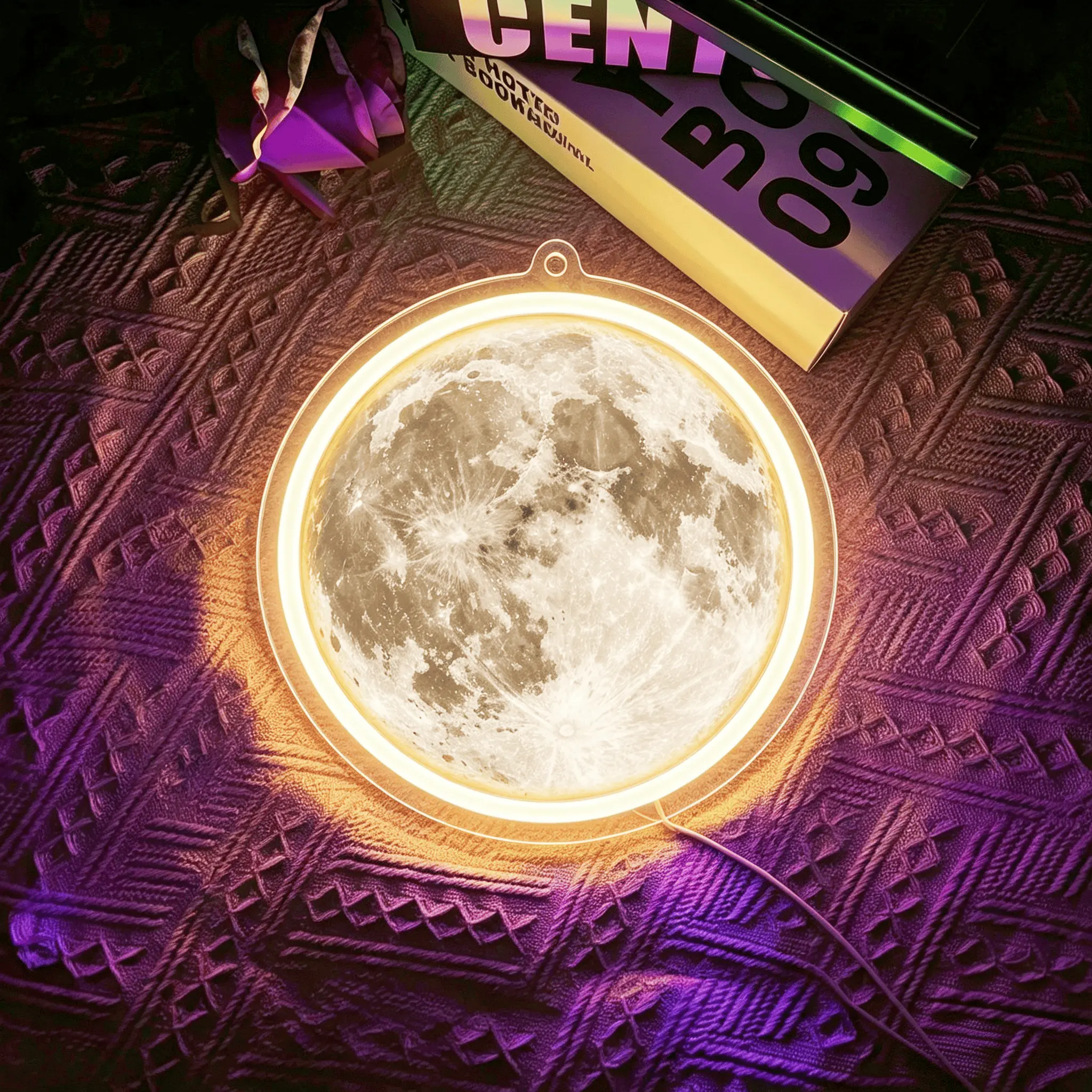 Moon surface neon, moon neon sign for wall decoration, USB power supply, dimmable neon sign moon luminous sign moon art neon, for living room, bedroom game room, hotel decoration, cool birthday gifts for friends, significant others