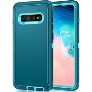 Compatible for Samsung Galaxy-S10 Case:[Not Fit S10E/ S10 Plus/ S10 Lite]3-in-1 Full Body Shockproof Rubber Outer Cover Heavy Duty Tough Rugged Dustproof Defender Protective Funda fara S 10, Teal