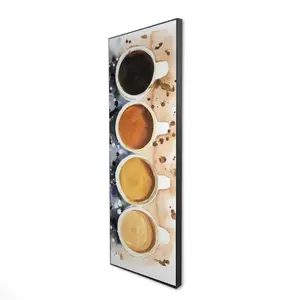 Begin Home Decor 2081-6020-GA99 20 x 60 in. Four Cups of Coffee with Paint Splash - Kitchen Gastronomy Art
