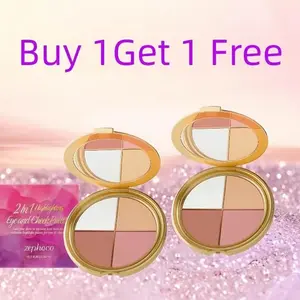 Buy 1 Get 1 Free | Eye & Cheek Palette – eyeshadow and glow highlighter makeup; highlighting eye + cheek palette; contour makeup palette kit; 4-in-1 highlight shades makeup; face-defining finish blush palette; all-in-one