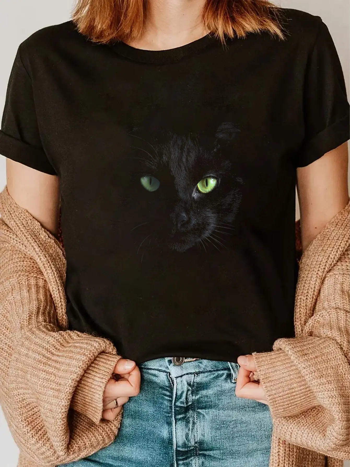 100% Cotton Black Cat T-Shirt