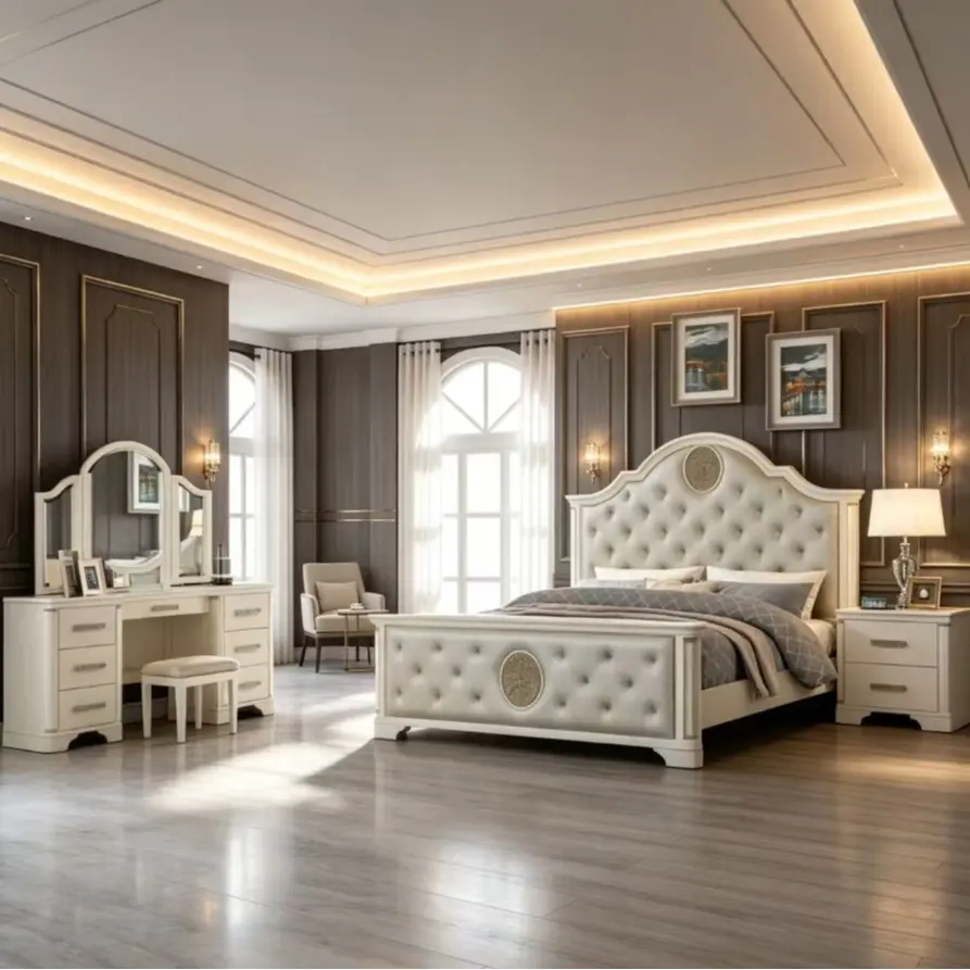 Beige + Wood + 4 Piece Set + Solid Wood+MDF