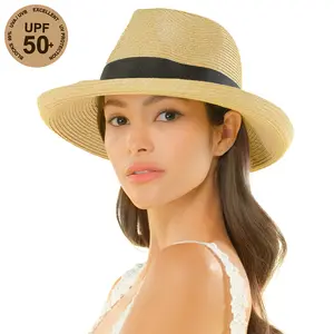 C.C Rolled Edge Panama Sunhat with Trim Band for Women verified  bonafide  hat straw