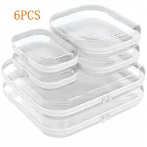 Clear Hard Shell Zippered PVC Storage Bins Dustproof Waterproof Multi - Functional Portable Travel Organizer for Cosmetics Toiletries Makeup Brushes Beads & Small Objects Lightweight Set Pouch