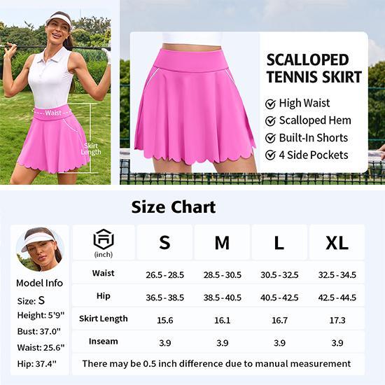 ATTRACO Tennis Skirts for Women with Shorts and Pockets Scalloped Athletic Golf Skorts