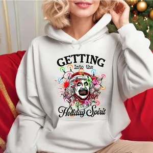 Art the Clown Santa Christmas  T-Shirt, Terrifier Christmas Graphic Tee, Horror Santa Clown Chirstmas Shirt Hoodie - Sweatshirt