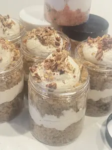 Banana Cake Jar w/Brown Sugar Buttercream, topped with Toasted Pecans