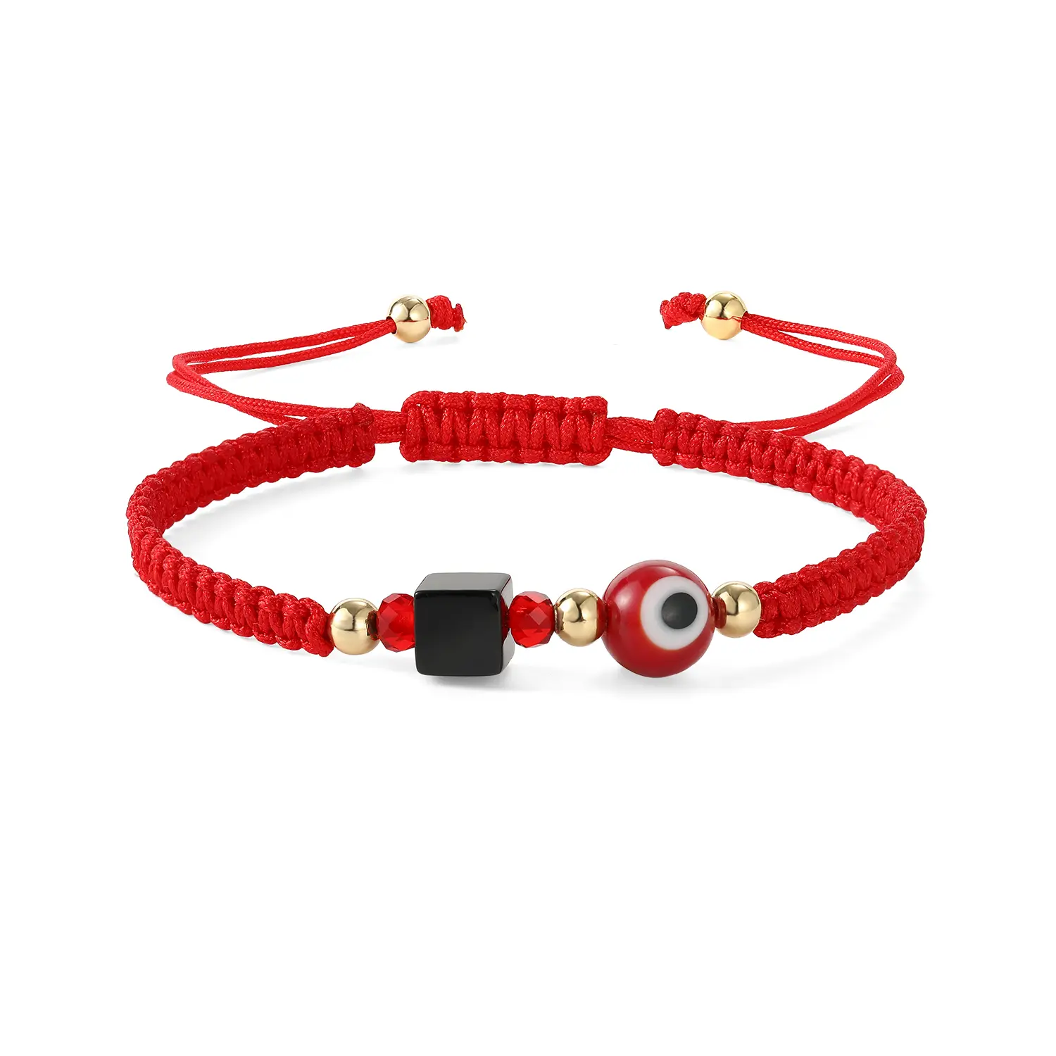 Minimalist Red String Evil Eye Beaded Bracelet - Unisex, Adjustable Trendy Costume Jewelry Charm Bracelet