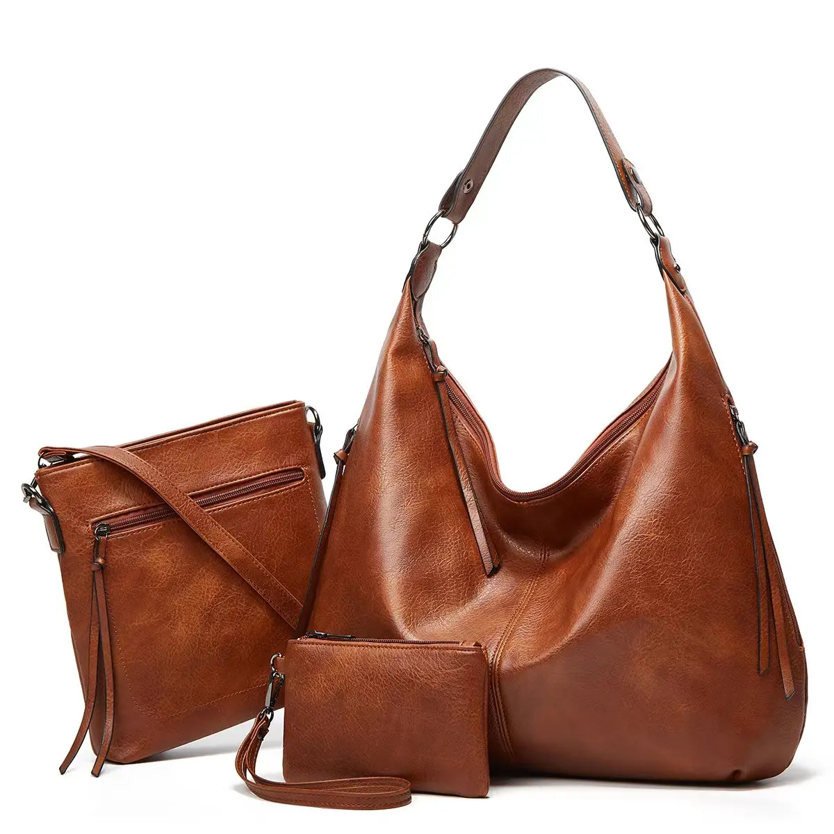 3 Pcs Set Shoulder Bag Chic Top Handle，2 Pcs Purses  Wallets Set Vegan Leather Summer Bags for Women 2024, Work Tote Satchel Handbags Shoulder Bag Top Handle Totes Purse With Matching Wallet,Ladies Handle Satchel Purse, bag with pouch,
