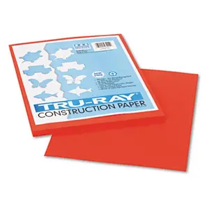 Pacon  Tru-Ray Construction Paper- 76 lbs.- 9 x 12- Orange- 50 Sheets/Pack