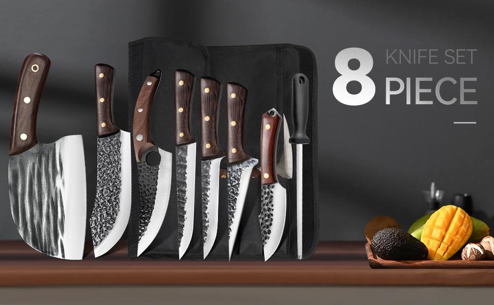 Professional Chef Knife Set, High Carbon Steel with Accessories, Japanese Damascus Pattern, for Kitchen or Restaurant, with Roll Bag