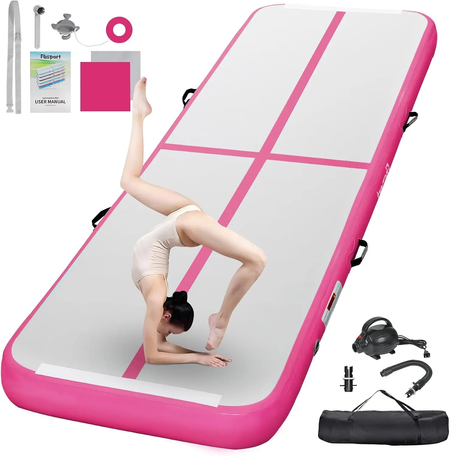 VFDE Inflatable Air Gymnastics Mat Training Mats 4/8 inches Thickness Gymnastics Tracks for Home Use/Training/Cheerleading/Yoga/Water with Pump
