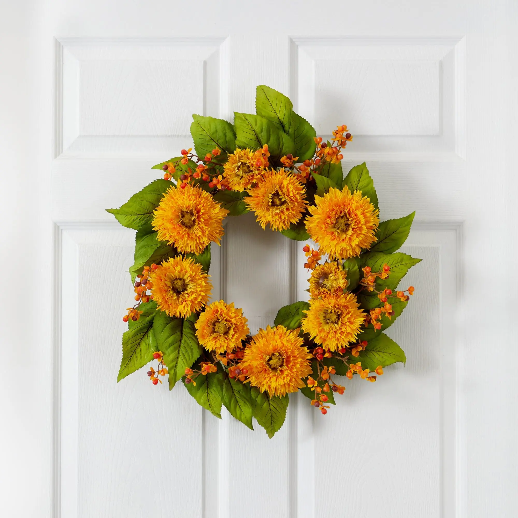 22 in Golden Sunflower Twig Wreath, Sunshine Home Decor for Brightening Spaces, Cheerful Look Decorating Piece, Ideal Gift for Room Supplies