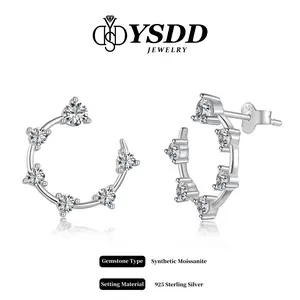 【11.28】Starburst Earring 2CT Total vvs Synthetic Moissanite Earrings in 925 Sterling Silver