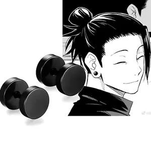 2pcs Jujutsu Kaisen Geto Suguru Anime Graphic Earrings, Black Stud Ear Clips, Men's Anime Cosplay Props