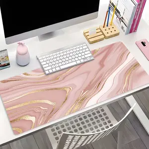 Rose Gold Marble Pattern Cute Mouse Pad, Large Gaming Mouse Pad,Aesthetic Desktop Drotection Pad,Washable Rubber Pad Non-Slip Lock Edge Multi-Size Mouse Pad Suitable For Home Office, Desk Accessories, Good Gift for Family and Friends