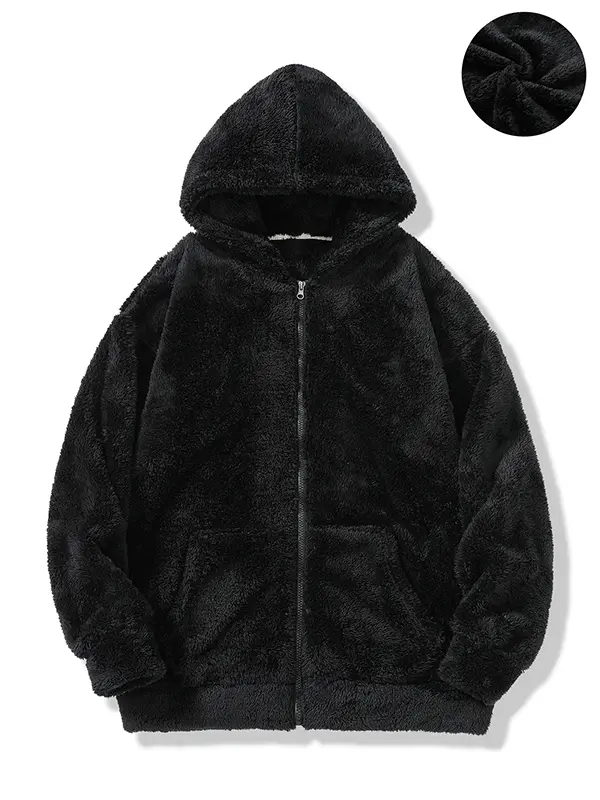 Men’s Winter Hooded Cardigan Sweatshirt, Polar Fleece, Extra Thick, Loose Fit, Versatile Warm Top, Cold-Resistant Casual Long Sleeve