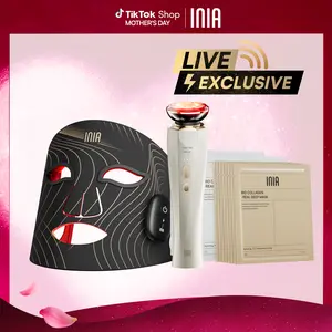 INIA GLOW Wireless LED Mask, Perfect Gift Season Pick,  Live Stream Only BUY 1 GET 10 with FLARE and 8pcs Collagen Real Deep Mask