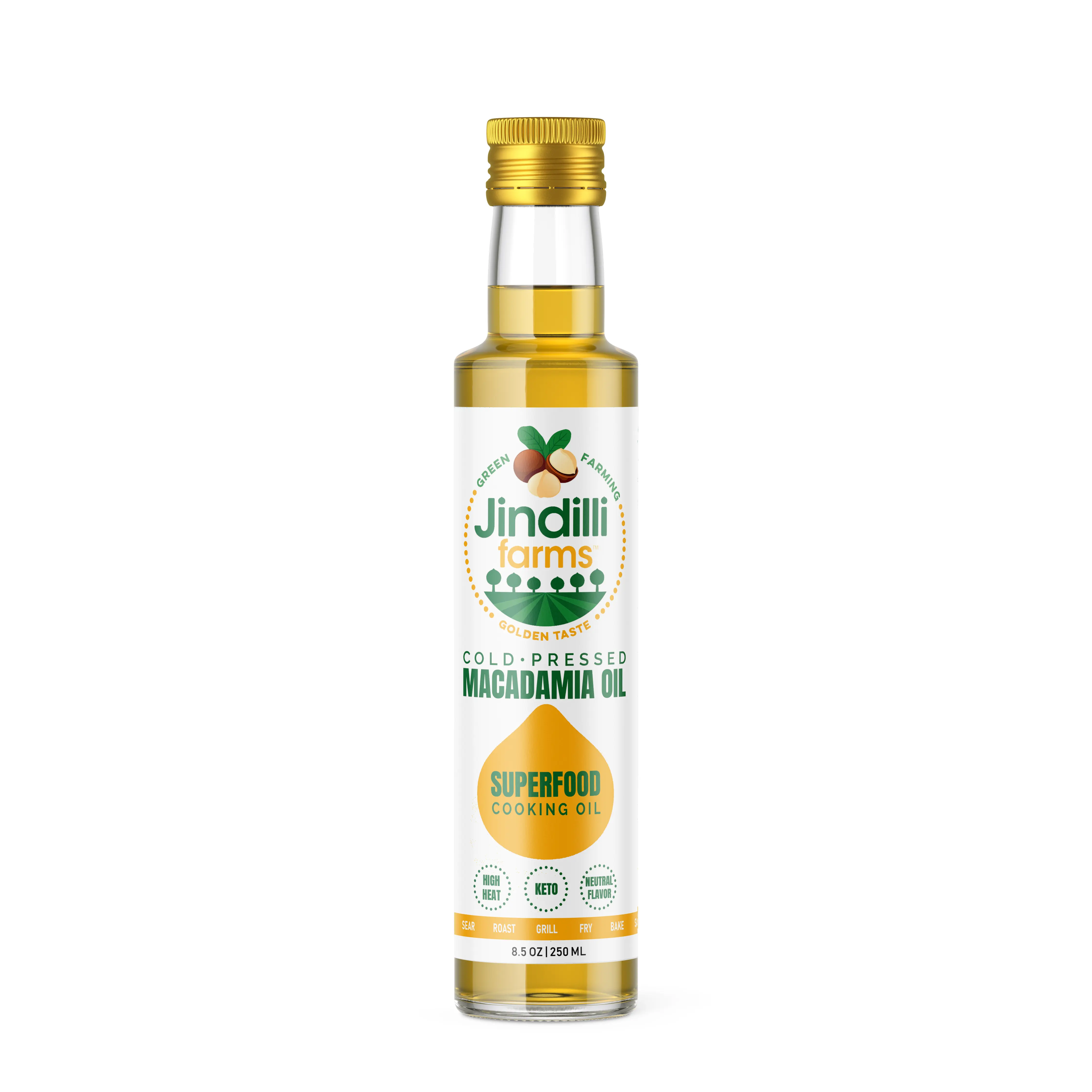 Cold-Pressed Macadamia Cooking Oil – 8.5oz | Keto, Paleo, Heart-Healthy, High Smoke Point