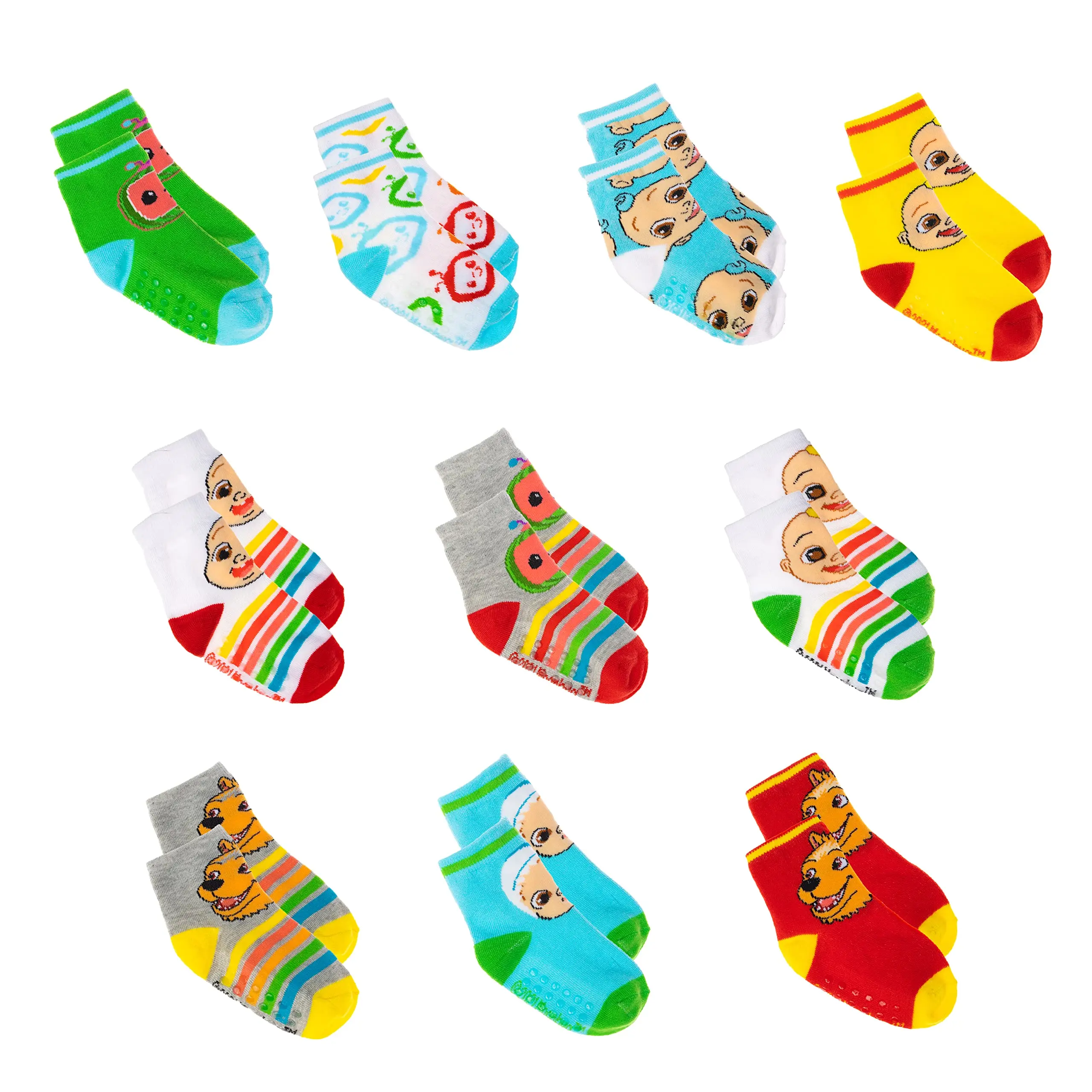 Accessory Supply Cocomelon Socks 10 Pack Toddler Socks 6-24 Months & 2T-5T Unisex Multicolored Cartoon Crew Socks
