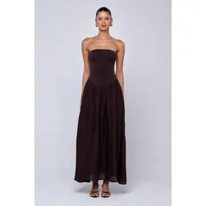 Mackenzie Dress in Brown Linen