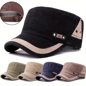 1Pc Men Women Adjustable Classic Army Plain Vintage Hat Cadet Military Baseball Cap Flat Cap Outdoor Sun Hat