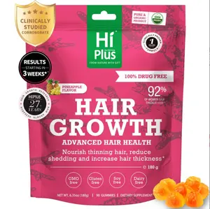 HiPlus Women's Hair Growth Accelerator Chewable Supplement - Beauty Vitamin Healthcare with Proprietary Collagen Complex, Biotin, Skin Care Benefits for Thick Nourished Hair, 45-Day Supply, Dietary Supplement