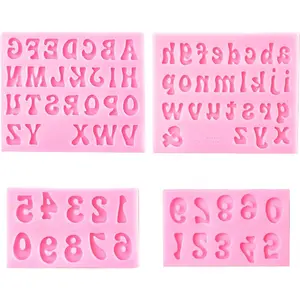 Letters Molds and Numbers Molds, Silicone Fondant Mold Chocolate Molds, 0-9 Number and 26 Letters Silicone Molds For Baking Desserts and Cake Decoration (4 pack)