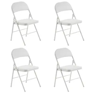 chair outdoor sport camp chair 4pcs Elegant Foldable Iron & PVC Chairs for Convention & Exhibition White Portable Stackable Folding Chairs