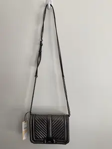 Rebecca Minkoff Chevron Quilted Leather Love Crossbody Shoulder Bag/Chain Inset