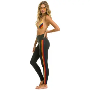 FULL LENGTH HI-RISE 5 STRIPE LEGGINGS - CHARCOAL