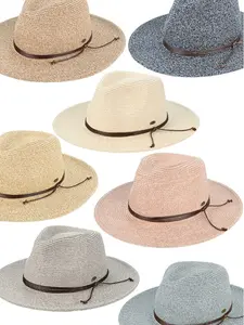C.C Women's Panama Fedora Summer Sun Hat with String Trim Band