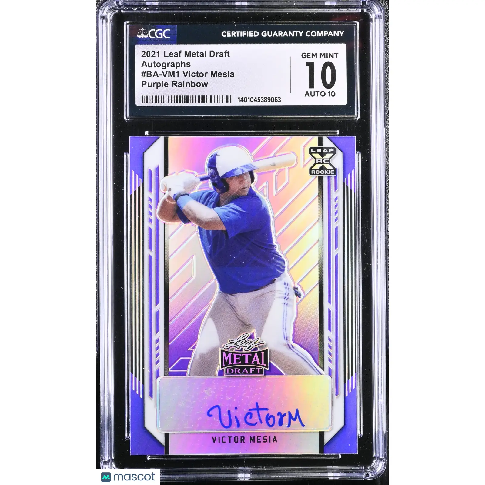 Victor Mesia CGC 2021 Metal Draft #BA VM1 Purple Rainbow 21/25 Baseball 10