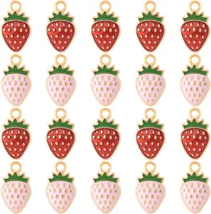 Wondeful Strawberry Charm, Bulk Red and Pink Enamel Fruit Charms, Cute Strawberry