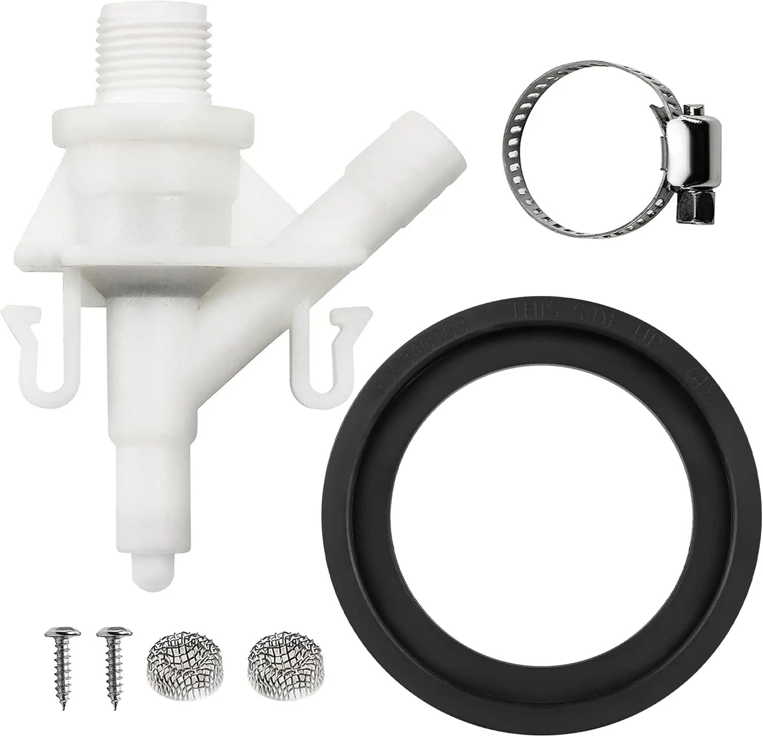 Upgraded 1-Pack 385311641 RV Toilet Water Valve Kit Compatible with Dometic Toilets 300 310 320 Series, Includes 1 Pcs 385311658 Flush Ball Seal| Prevent leakage| Increased Freeze Resistance