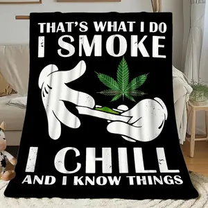 One humorous flannel rug printed with "I smoke, I know everything." It's soft and comfortable, suitable for all seasons, and perfect for use on beds, sofas, while traveling or camping. It's machine washable and ideal