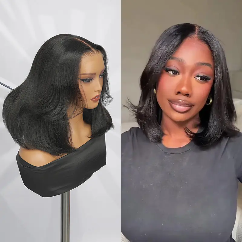 Asteria Hair Pre Styled Glueless 7×5 Lace Closure Bob Wigs Ready To Go Pre Bleached Pre Plucked Human Hair Wigs For Fashion Trend