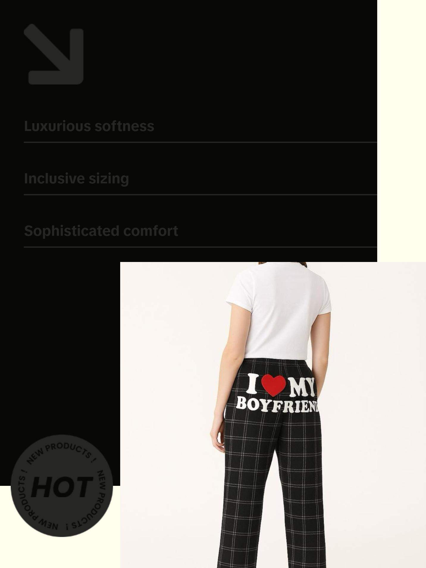 I Love My Boyfriend plaid red Pajamas - Luxurious Soft Plushie Loungewear for All Seasons Comfortable Sizes X-Small to 3XL Casual Nightwear