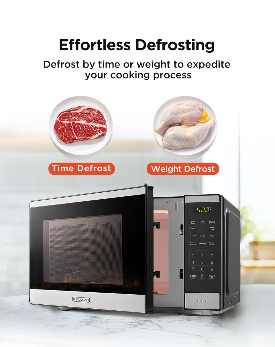 BLACK+DECKER 0.9 Countertop Microwave Oven,  gift, 0.9 Cu Ft, 6 Auto Menus, Child Lock, Memory Function, 10 Power Levels, Easy One-Touch Start, Digital Panel, Jumpstart, Gift