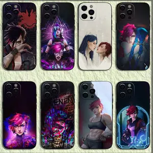 Arcane Game J-Jinx Vi Phone Case For iPhone 17,16,15,14,13,12,11,Pro,X,XS,Max,XR,Plus,Mini Soft Black Cover