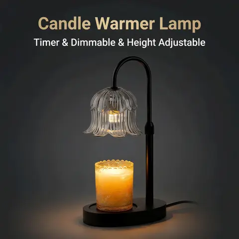 Automatic Timed Heating Flameless Candle Stand - Adjustable Height, Brightness Options, Aromatherapy Diffuser for Wax Blocks/Melt-Wax Scented Candles, Modern Home Decor for Living Rooms, Bedrooms