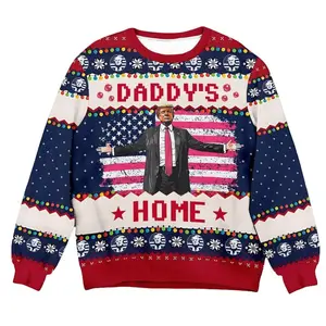 Trump Daddy’s Home Ugly Christmas Sweater, MAGA 2026 Donald Trump Xmas Sweatshirt, Funny American Christmas Shirt Menswear Hoodie