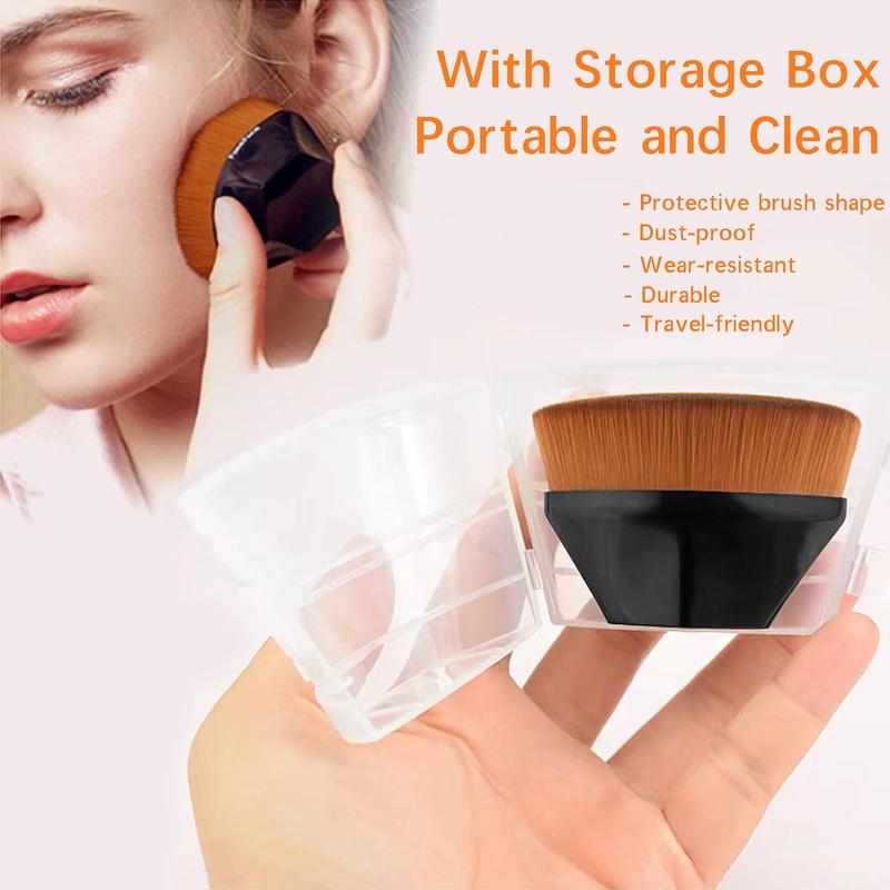 4 Pack Foundation Makeup Brush for Blending Liquid Cream Flawless Powder Face Blush with Protective Case(Black and Pink, Hexagon Kabuki Brush) Lightweight Compact