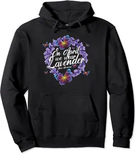 In April We Wear Lavender Stress Awareness Month Butterfly Pullover Hoodie - Diamoniqu Shop 98B0BY3TY3KZ