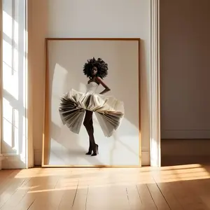 Black Woman Reading Art, African American Wall Art, Ethnic Female Portrait Print, Black Woman Poster, 5 Size, 8x12 to 27x40 inch, Room Decor, Unframed