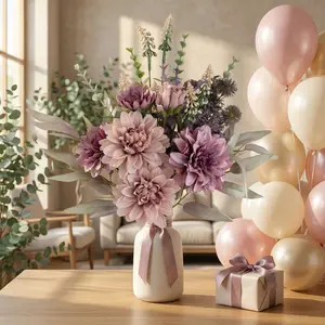 Kirifly Artificial Flower Plant, Silk Floral Arrangement, Wedding Bouquet Decor, Plastic Table Centerpiece, Home Kitchen Garden Party Decoration