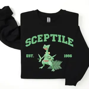Sceptile Sweatshirt, Pkm Characters Sweatshirt, Anime Shirt Sweatshirt, Hoodie, Comfort Colors 1KV