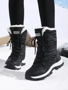 Women's High-Top Outdoor Snow Boots, Lace-Up Comfort Hiking Shoes, Anti-Slip Windproof Warm Walking Boots, Daily Wear Christmas Gift